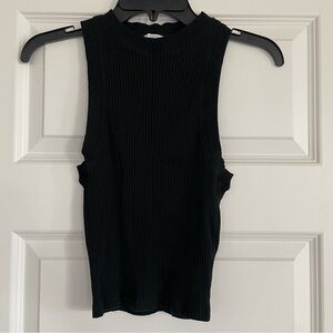 Zara Black Ribbed Sleeveless Stretch Tank Top Tee